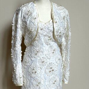 Custom White Lace Beaded Mini Formal  Dress